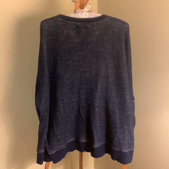 Worn washed blue , oversized BOHO Sweatshirt , exposed seams - Picture 5 of 5